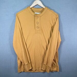 Eddie Bauer Men's Medium Mustard Long Sleeve Henley Shirt Outdoor Cotton